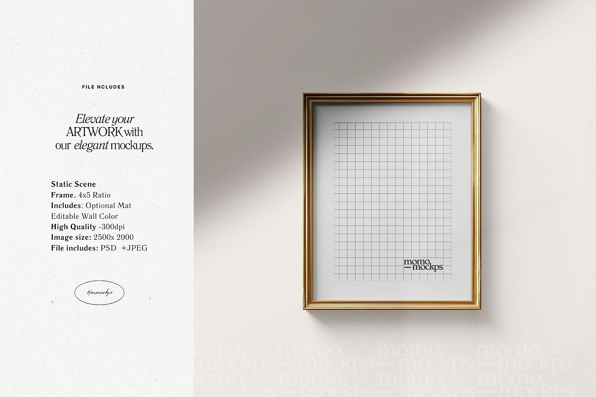 Gold Frame Mockup Art Poster PSD, a Household Mockup by momomockps (Photo 5 of 6)