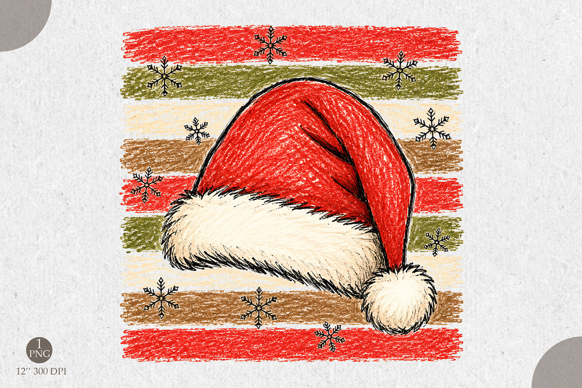 Striped Santa Hat PNG,Vintage, a Seasonal Illustration by Libby Wishes (Photo 1 of 3)