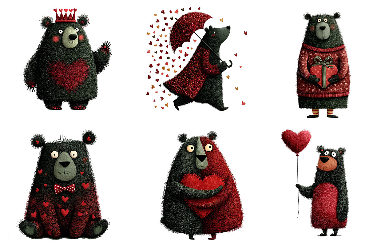 Whimsical Valentine Bears Clipart, an Illustration by Dream Creation (Photo 4 of 6)
