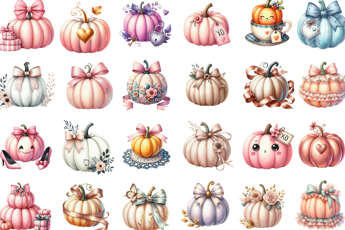 Coquette Pumpkin Clipart PNG, an Illustration by Designking (Photo 2 of 4)