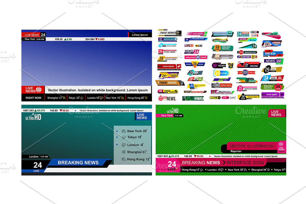 Set of TV news bars., an Outline Icon by Vector photo shop (Photo 4 of 4)
