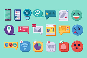 Social Media Icons Illustration Set, a Templates & Theme by studiogstock