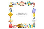 Watercolor Back to school frame 3PNG, an Education Illustration by Art and Funny (Thumbnail 3 of 5)