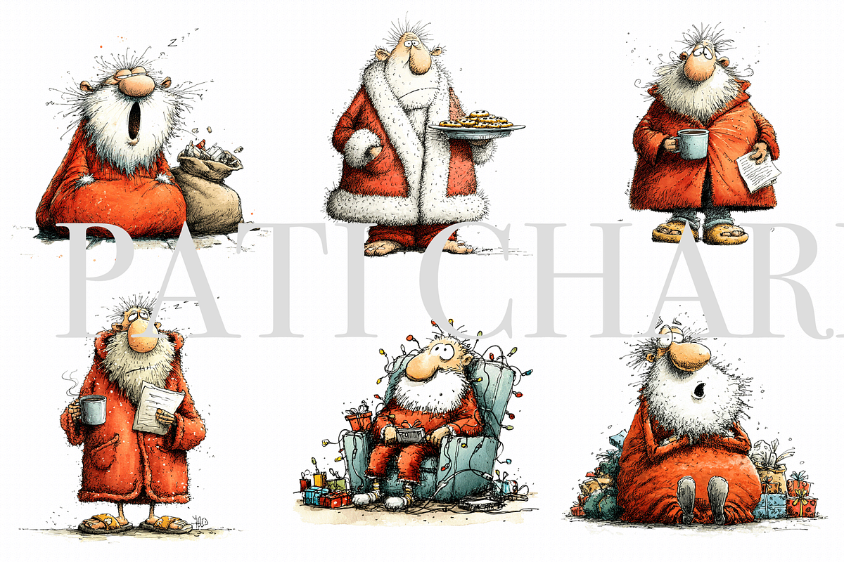 12 Santa Clipart, a Decorative Illustration by Pati Charm Studio (Photo 2 of 8)
