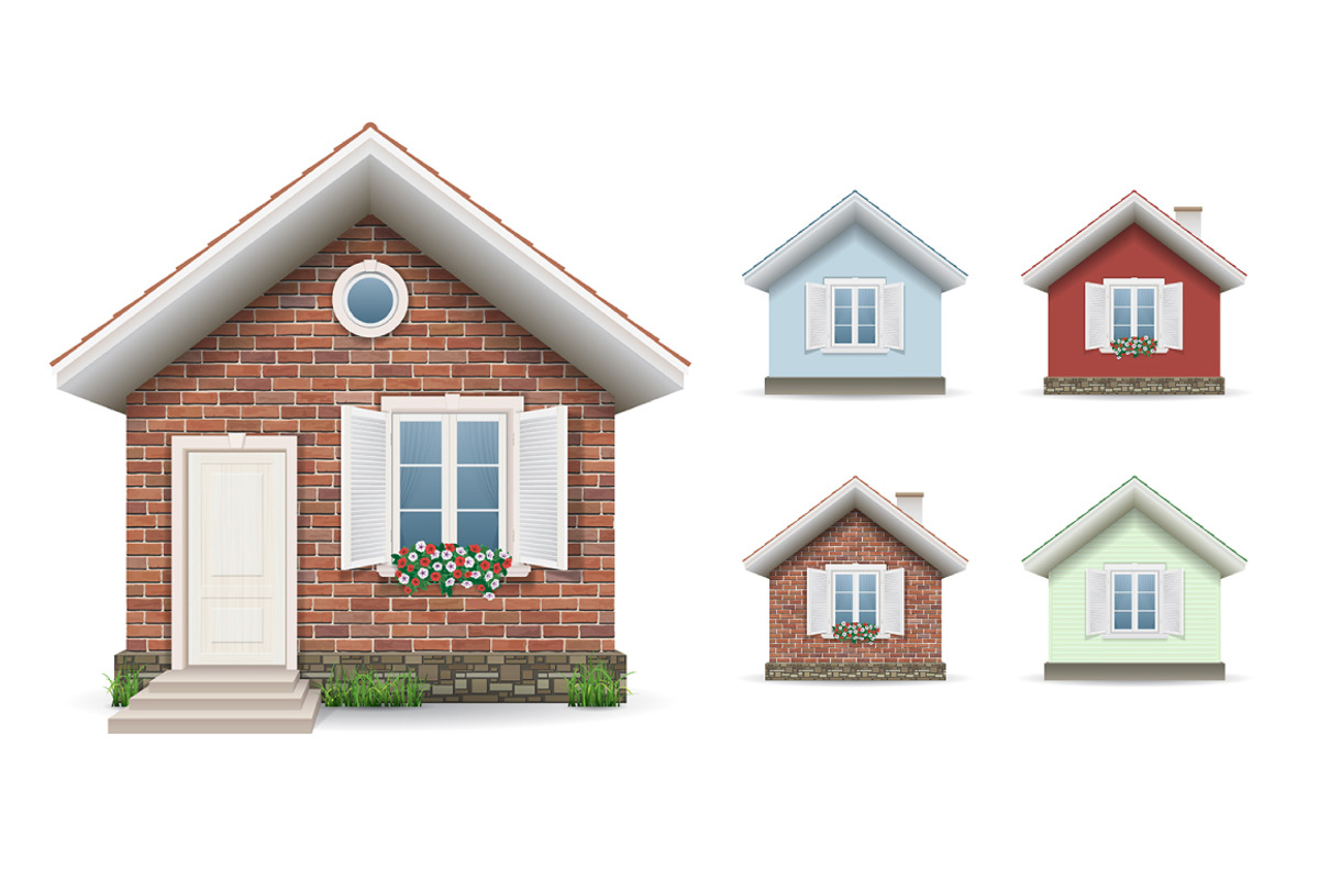 Set small building facades, an Illustration by belander