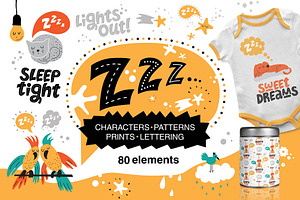 Z-Z-Z. Sleeping animals. Graphic set