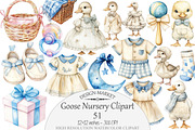 Watercolor Goose Nursery Clipart, a Seasonal Illustration by Design Market (Thumbnail 1 of 5)