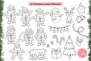 Santa Claus & Friends - Line art Set, a Seasonal Illustration by shielscreations (Thumbnail 2 of 5)
