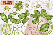 Strawberry Watercolor Tea Party., a Food Illustration by Happy Sloth Graphics (Thumbnail 4 of 13)