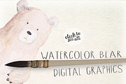 Watercolor Bear Digital Graphics, an Animal Illustration by WeLivedHappilyEverAfter (Thumbnail 3 of 4)