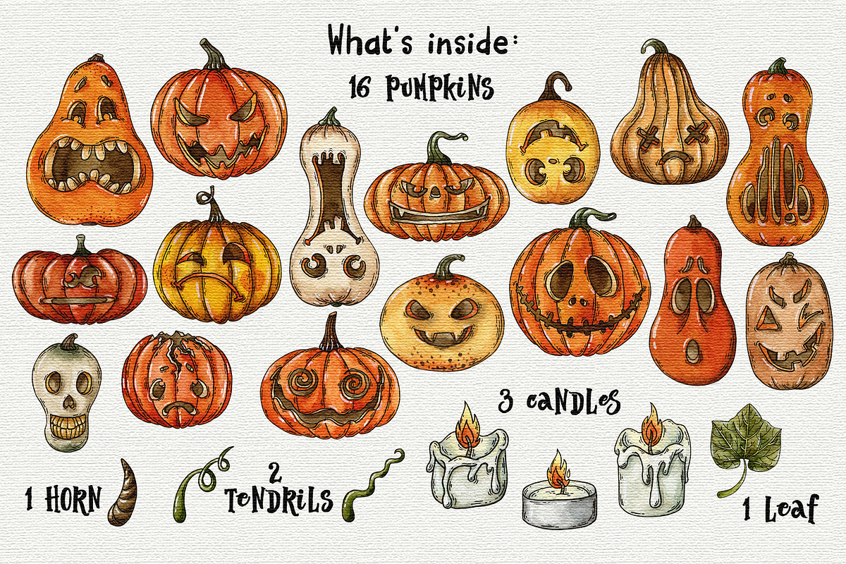 Halloween pumpkins clipart, an Object Graphic by Trinibis (Photo 2 of 4)