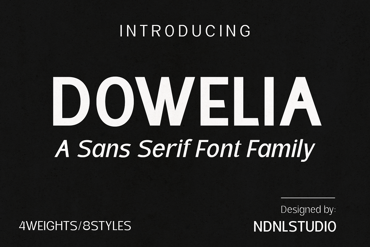Dowelia – Sans Serif Font Family, a Sans Serif Font by NDNL Studio (Photo 1 of 9)