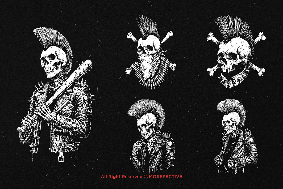 10 Bundle Dark Art Punk Rock Skull, an Illustration by Morspective (Photo 5 of 7)