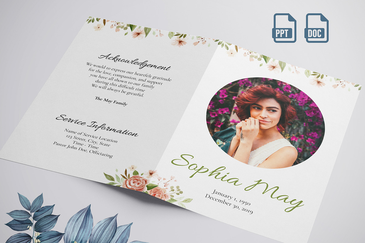 funeral program printing template, a Templates & Theme by TemplateLab (Photo 1 of 2)