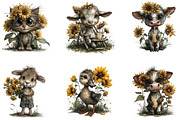 Summer Funny Sunflower Animals, an Animal Illustration by Designking (Thumbnail 3 of 5)