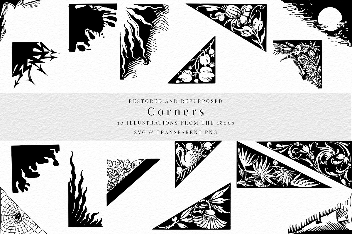 Vintage Corner and Banners, a Decorative Illustration by Century Library (Photo 2 of 5)