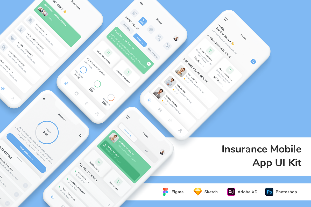 Insurance Mobile App UI Kit, an UI Kit Template by Betush