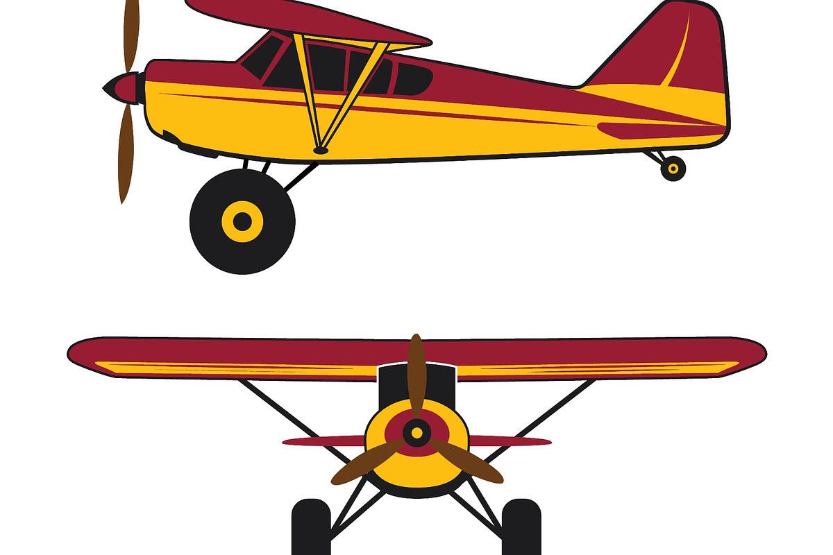 Two colorful STOL bush airplanes, a Transportation Illustration by LogosDen (Photo 2 of 3)