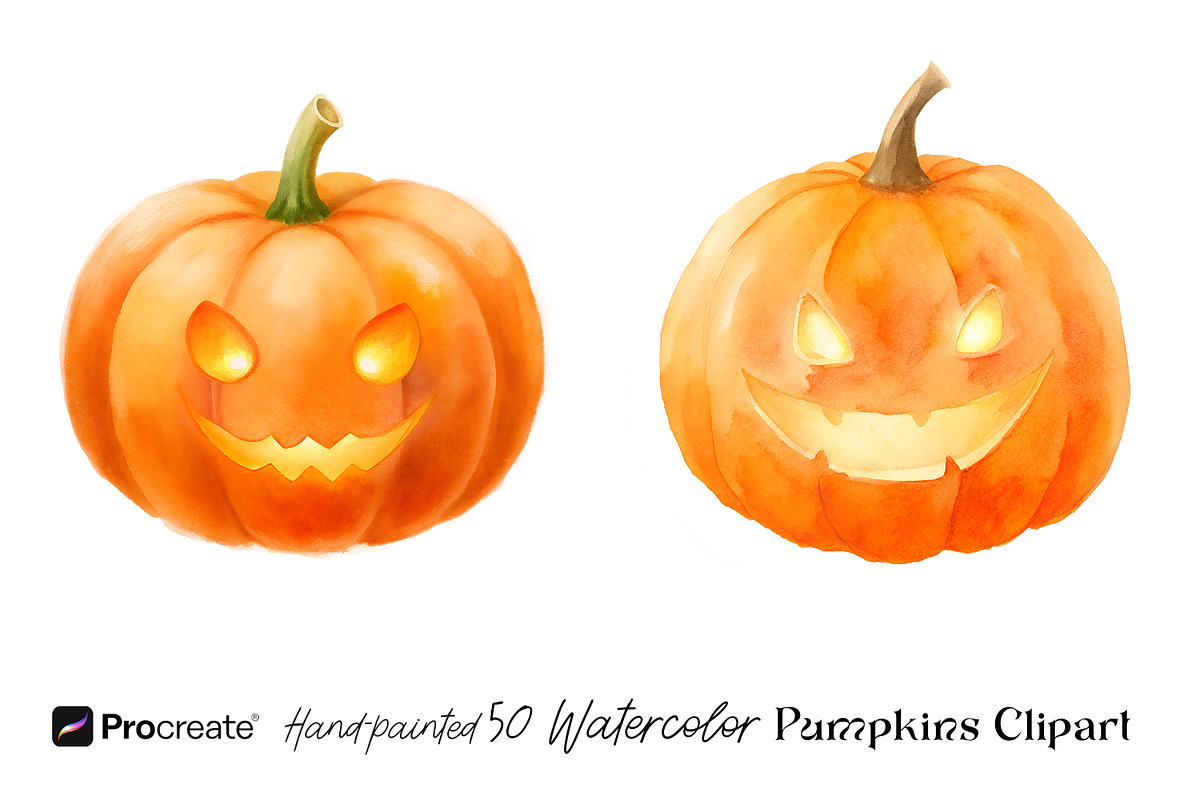 Hand-Painted Watercolor Pumpkins, an Object Graphic by crafty (Photo 3 of 8)