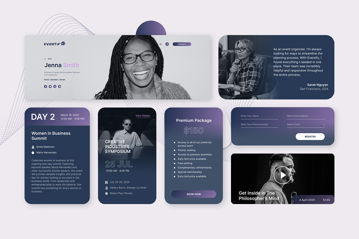 Eventify Event & Conference Website, an UI Kit Template by peterdraw (Photo 3 of 8)