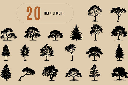 Tree silhouette set