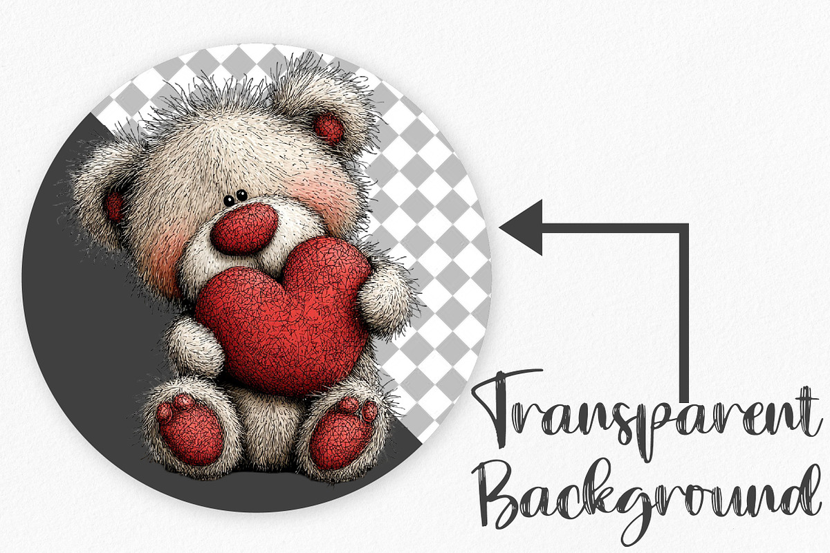 Whimsical Valentines Teddy Clipart, an Illustration by Canvas Craft (Photo 2 of 6)