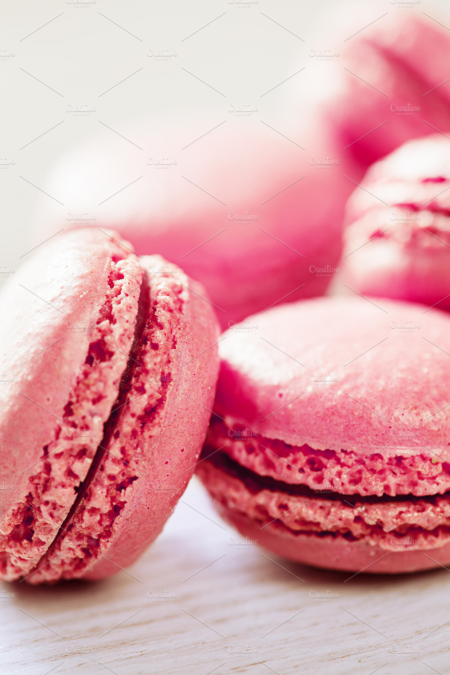 Pink Macaroons French Sweets Stack Stock Photo Containing Background And