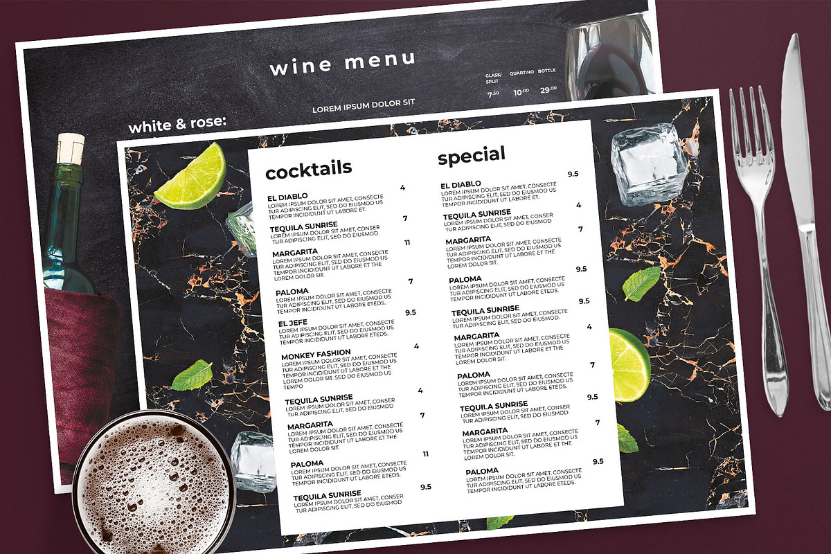 Landscape Restaurant Menu Template, a Flyer Template by BrandPacks (Photo 1 of 4)