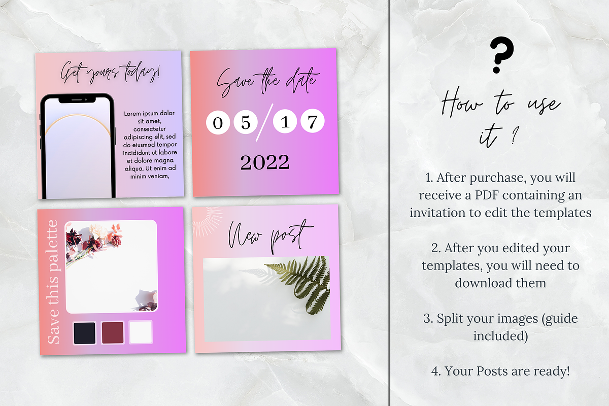 Instagram Template/Gradient Posts, a Social Media Template by PittaFinePrint (Photo 4 of 8)