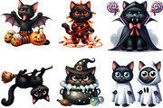 Funny Halloween Black Cat Clipart, an Illustration by Designking (Thumbnail 2 of 4)