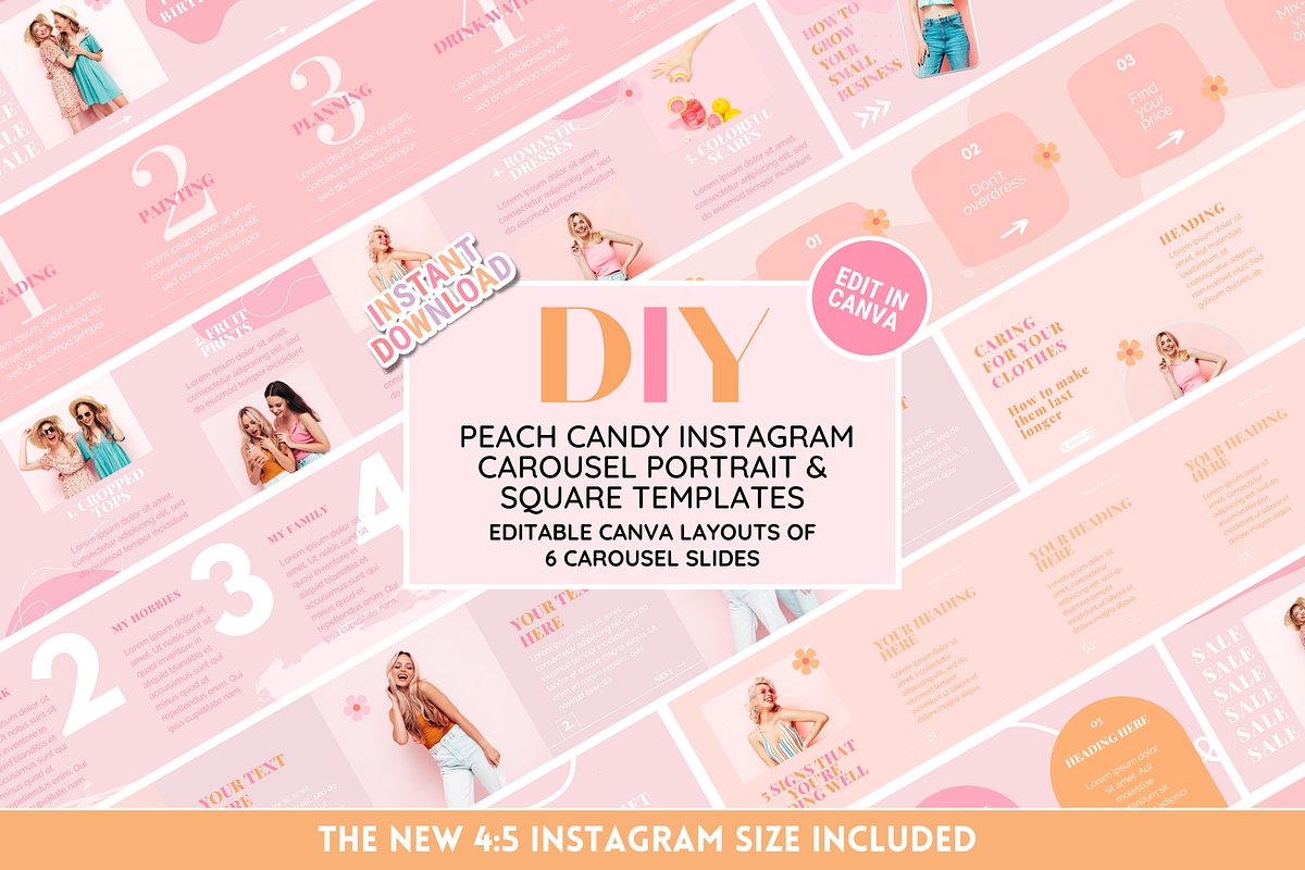 Pastel Instagram Carousel Templates, a Social Media Template by SunshineStudioBoutique (Photo 1 of 10)