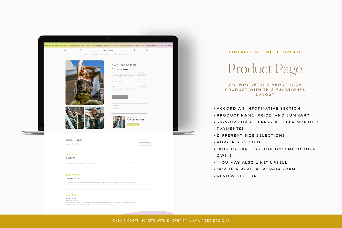 Trendy Online Clothing Showit Site, a Websites & App Template by ammarosedesignsllc (Photo 6 of 8)