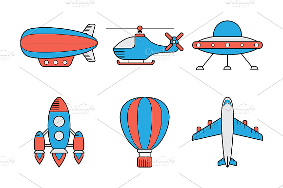 Icon Set Of Aero Vehicles.