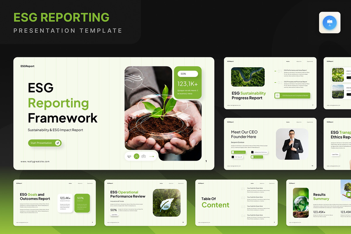 ESG Reporting Keynote Presentation, a Presentation Template by Annora Studio (Photo 1 of 7)