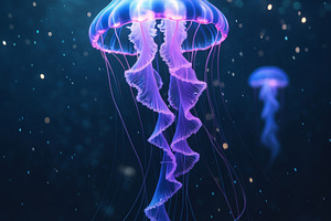 Bioluminescent Ocean Beauty, an Abstract Photo by Hamza067