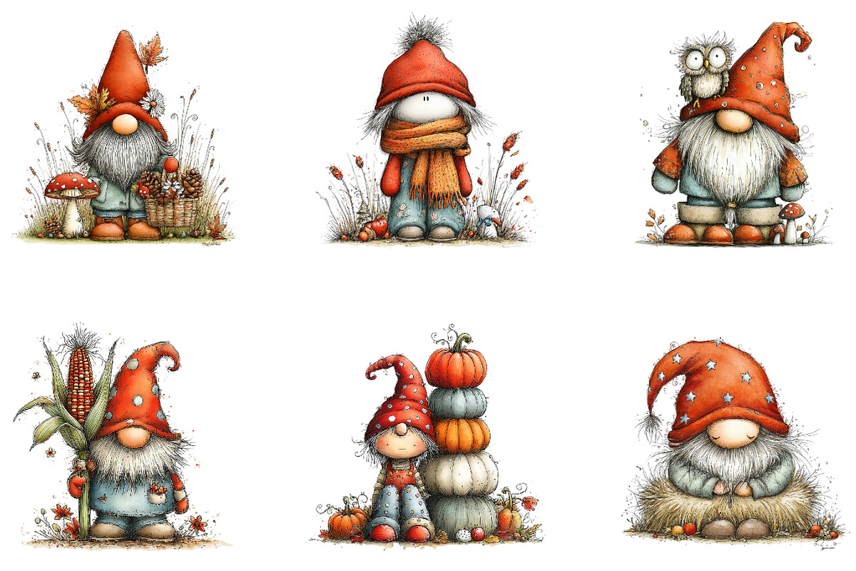 Autumn Gnome Watercolor Clipart, a Seasonal Illustration by CreationArt (Photo 4 of 5)