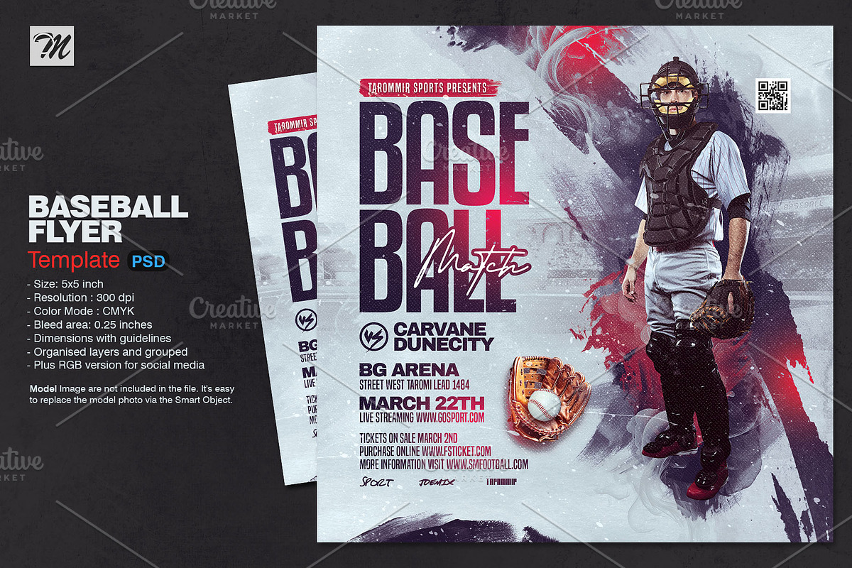 Baseball Match Flyer Template, a Flyer Template by Tarommir (Photo 1 of 3)