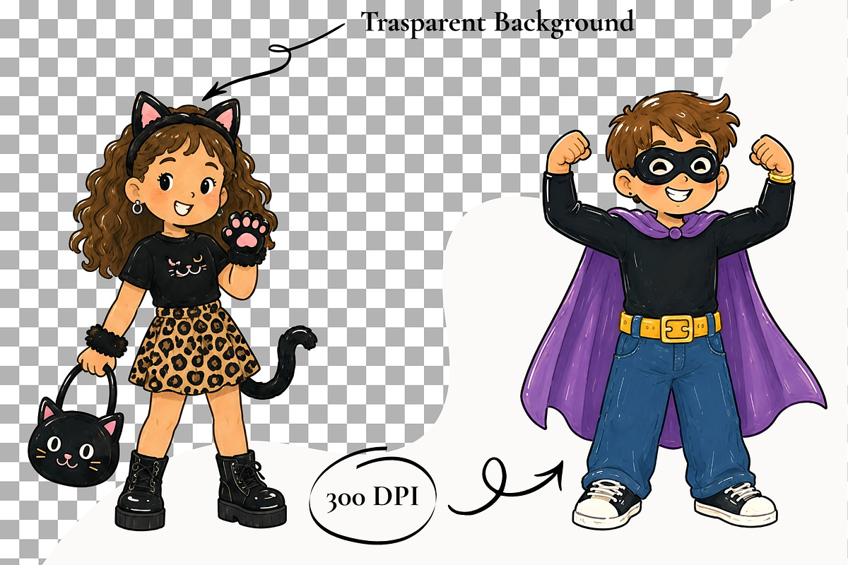 90s Kids Halloween Party Clipart PNG, a Seasonal Illustration by SugarCloudStudioArt (Photo 2 of 6)