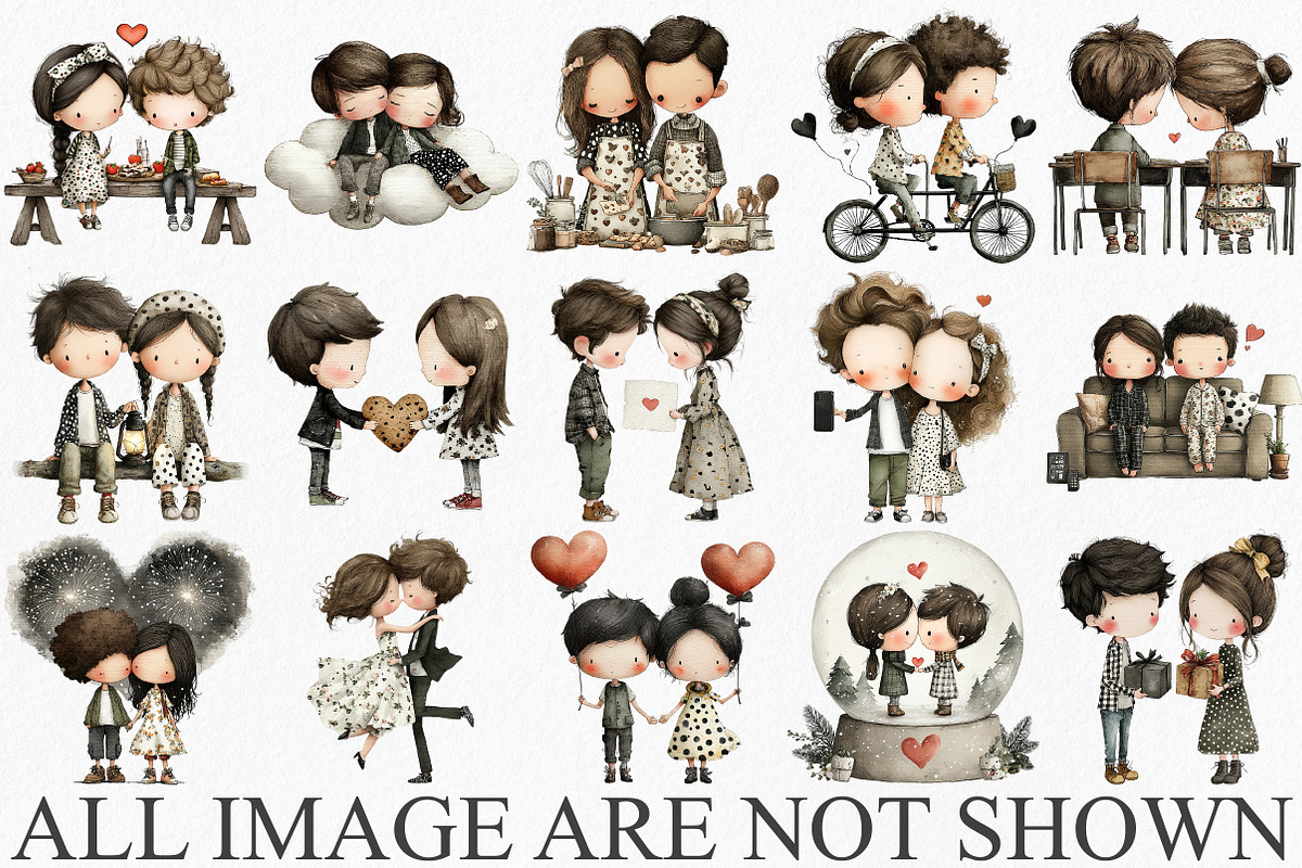 Valentine Cute Couple Clipart Bundle, an Illustration by Canvas Craft (Photo 3 of 6)