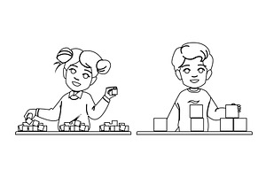 child playful learning kids vector, a Person Illustration by pikepicture