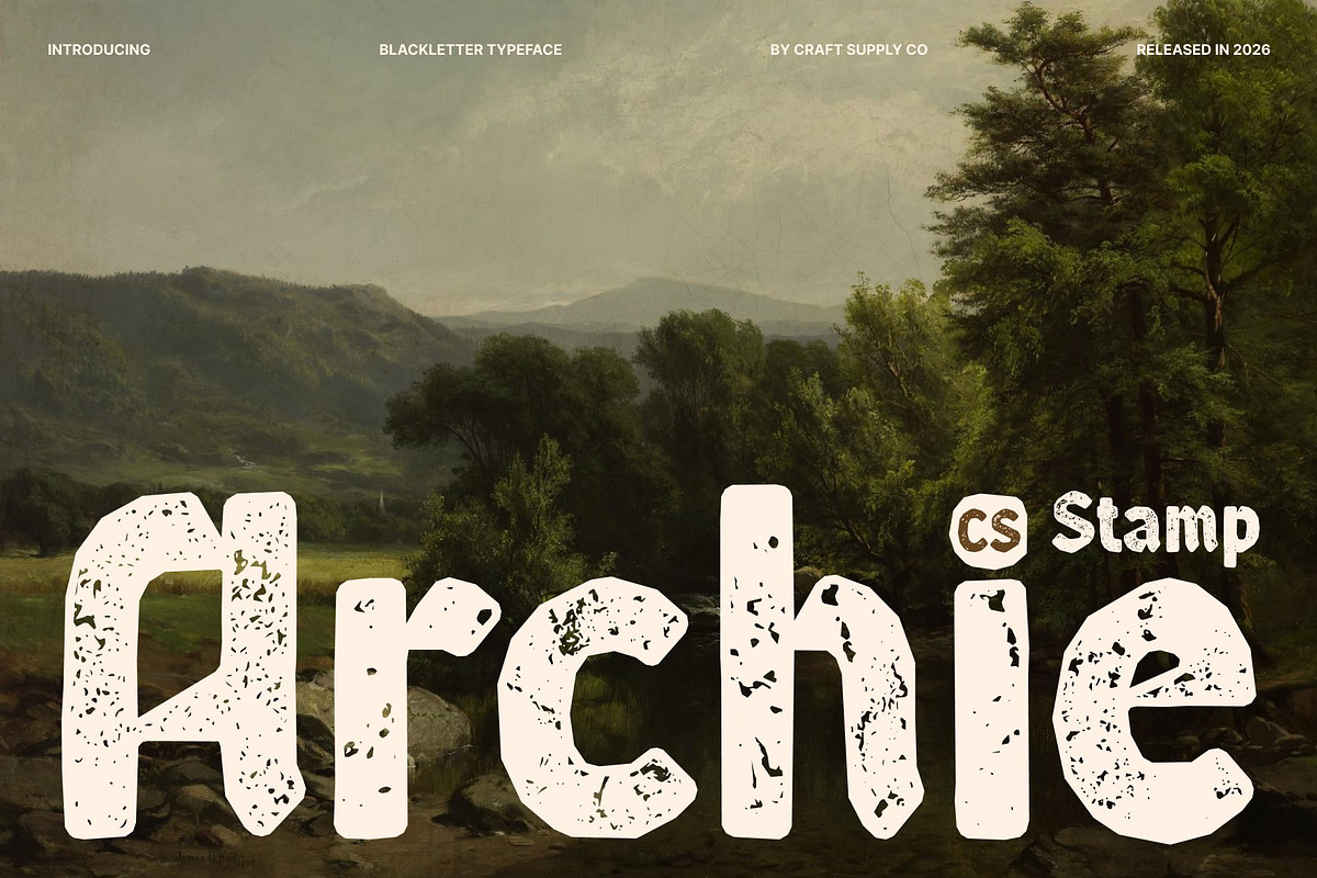 CS Archie Stamp, a Blackletter Font by Craft Supply Co. (Photo 1 of 8)
