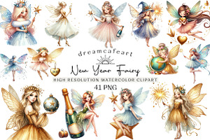 New Year Fairy Girls Clipart, an Illustration by DreamCafeArt
