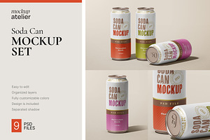 Soda Can Mockup Set