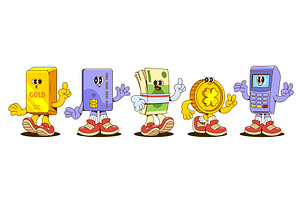 Money retro character set, a Finance Illustration by art PVP - market