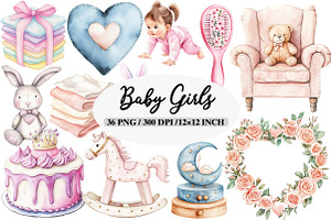Baby Girls Clipart, an Illustration by Daily.Designs