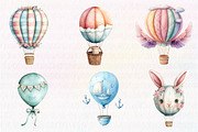 Pastel Hot Air Balloons Clipart, an Illustration by CreationArt (Thumbnail 2 of 5)