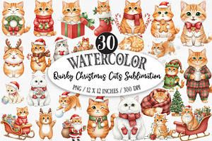 Quirky Christmas Cats Sublimation, an Illustration by Designking