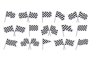 Racing flags. Checkered black white, a Transportation Illustration by LadadikArt