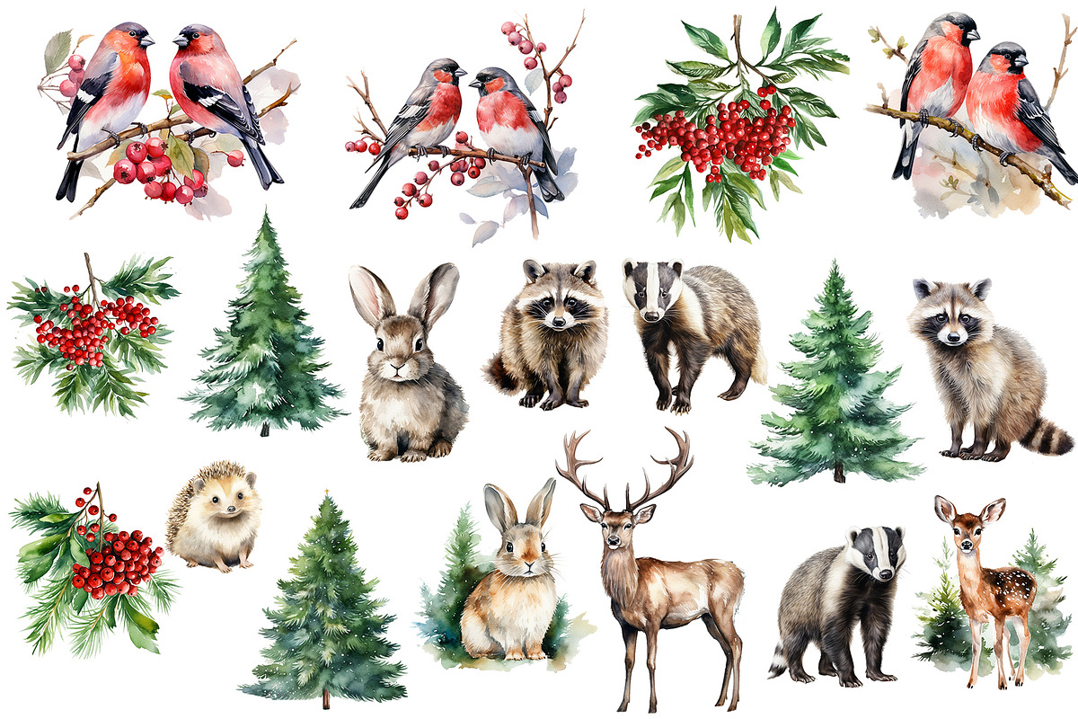 Watercolor forest animals clipart, an Object Graphic by KomtsyanTatyanaArt (Photo 4 of 10)