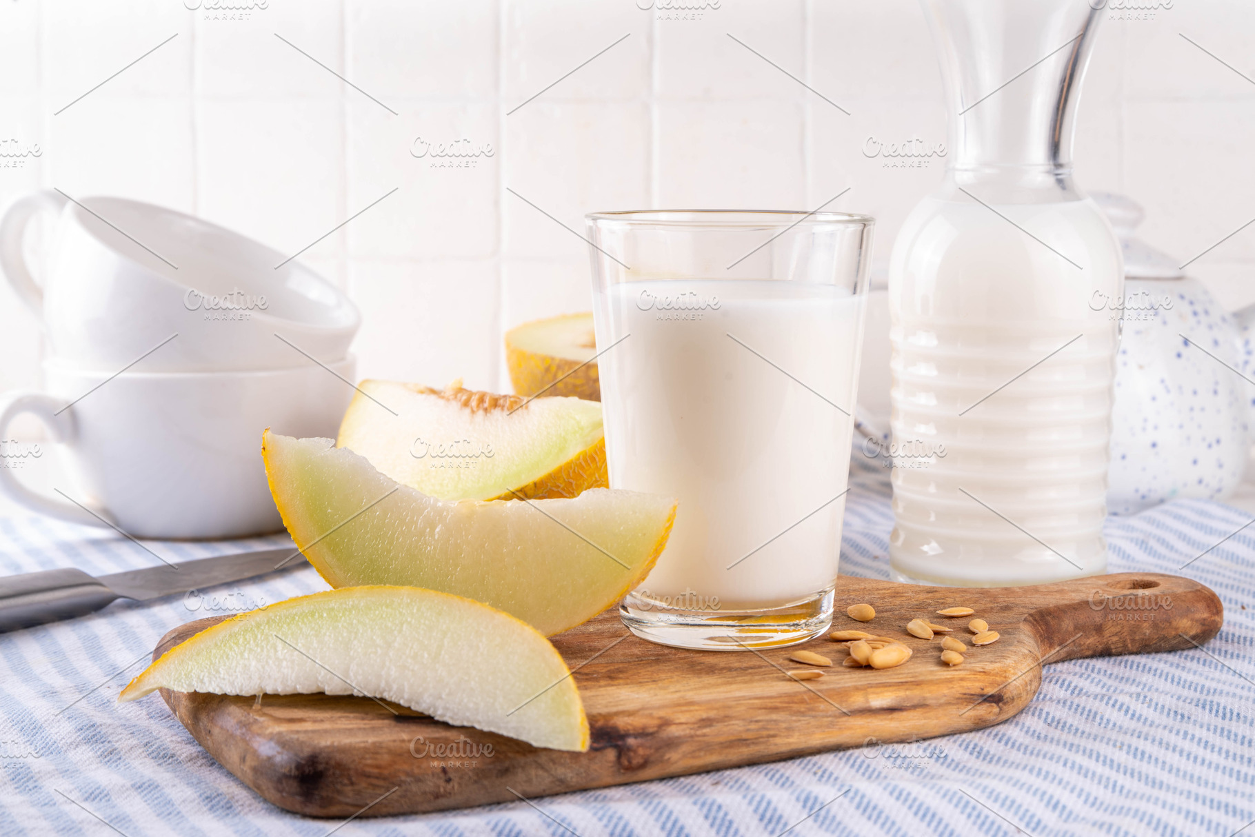 Alternative vegan, lactose-free melon seeds milk, a Food & Drink Photo by Rimma